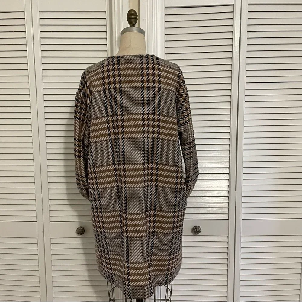 J.Jill Glen Plaid Snap-Front Wool Blend Jacket Sz-MP